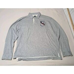Tommy Hilfiger Polo Rugby Shirt‎ Mens Size Large Grey Long Sleeve Big Logo E
